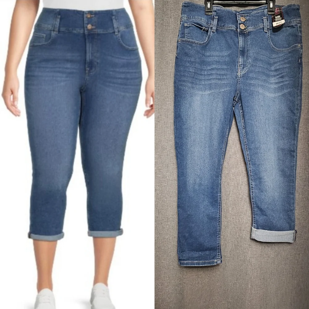 No Boundaries Double Button Roll Cuff Corset Jeans Juniors 19 Plus Size 2X New
